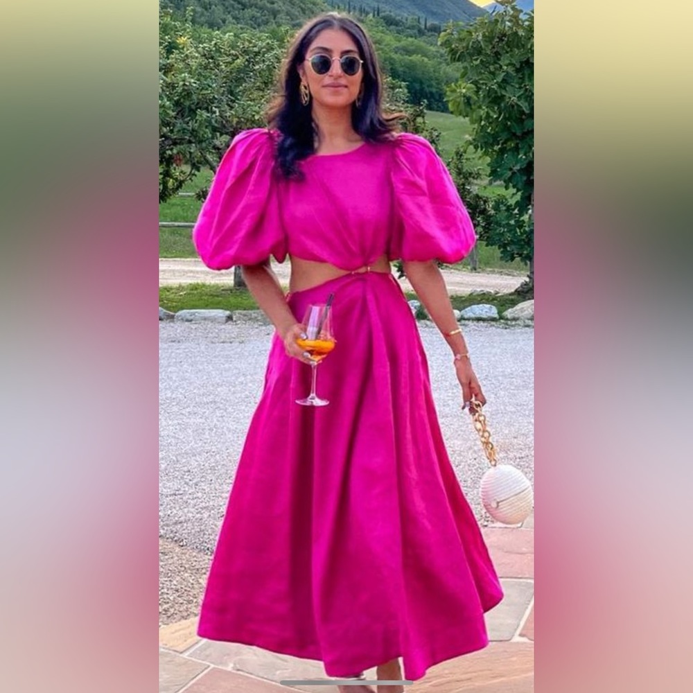 Aje Women's Pink Vanades Cut Out Ring Midi Dress